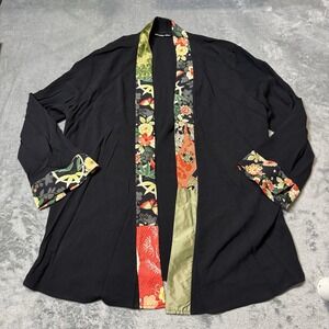VTG 90s Peggy Hsu Open Ornamental Cardigan ONE SIZE Grunge Whimsy Goth Kimono